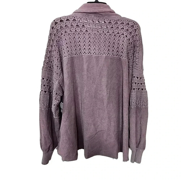 Free People Dune Bug Zipper Crochet Oversize Cardigan Jacket Size M NWT … - Picture 4 of 7